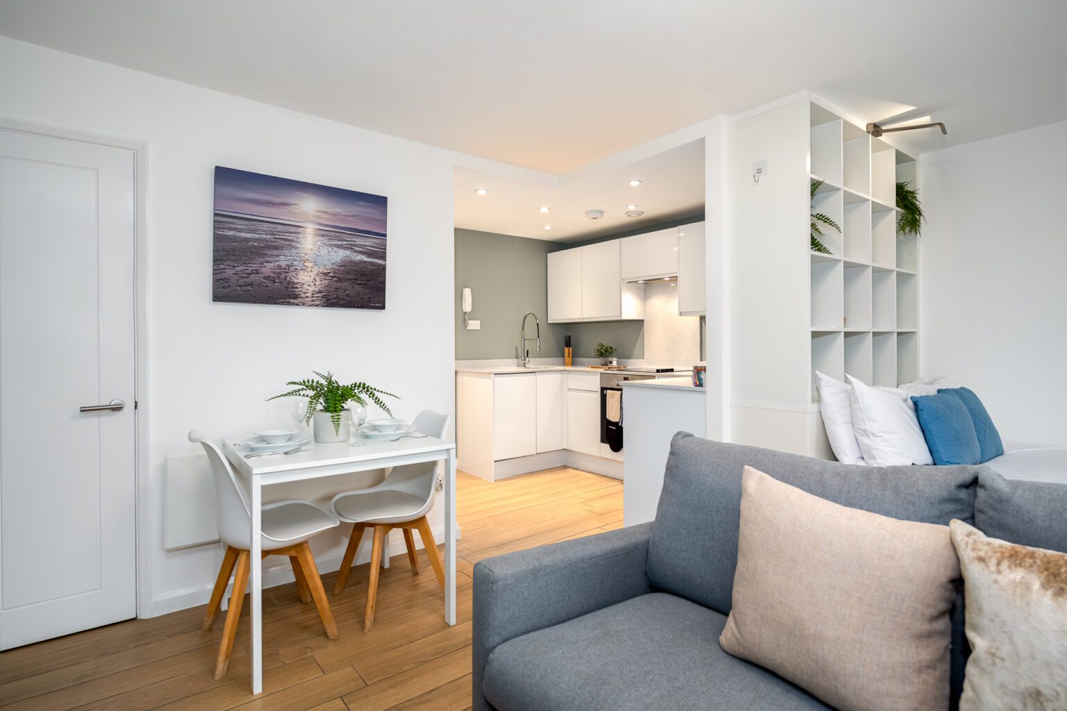 Overview of open plan living in Alison Court apartment