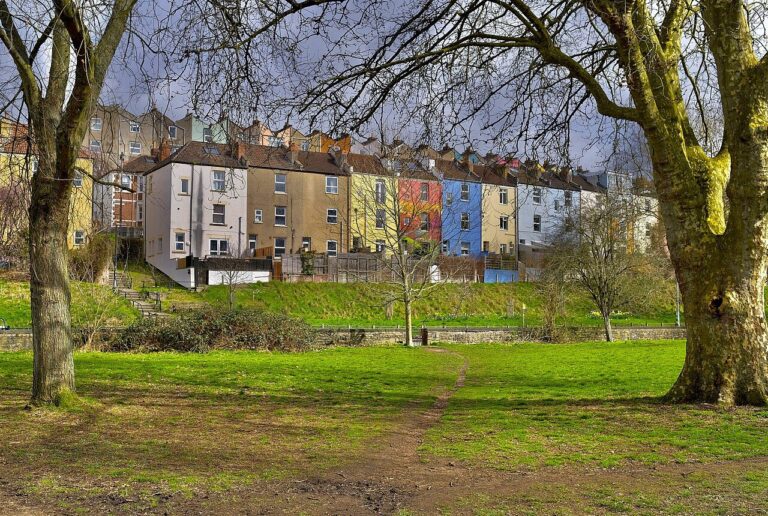 Pastel terraces of Windmill Hill above the slopes of Victoria Park