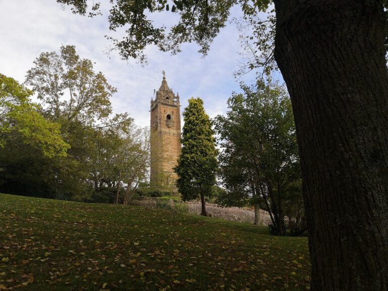 Cabot Tower above the lawns of Brandon Hill