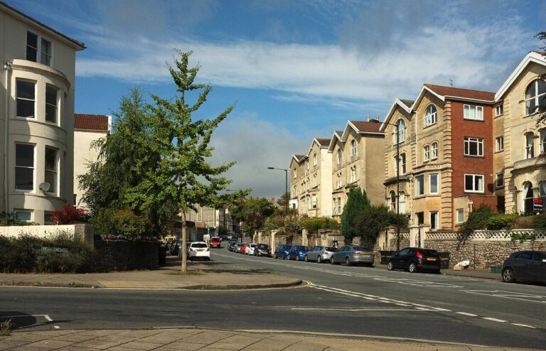 Victorian terraces along tree-lined Redland Road