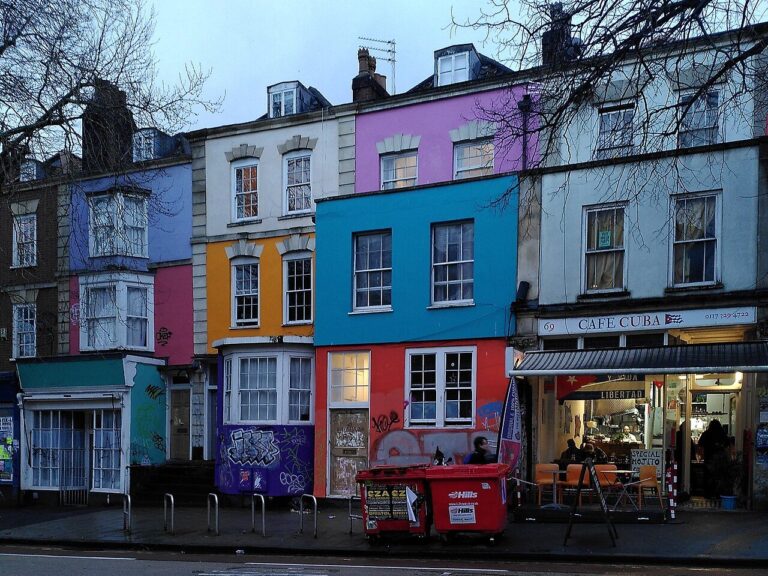Brightly painted Georgian houses on Stokes Croft